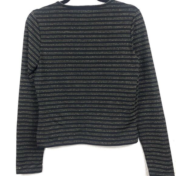 Calvin Klein Black & Shimmer Gold Striped Top {E} - Picture 3 of 7